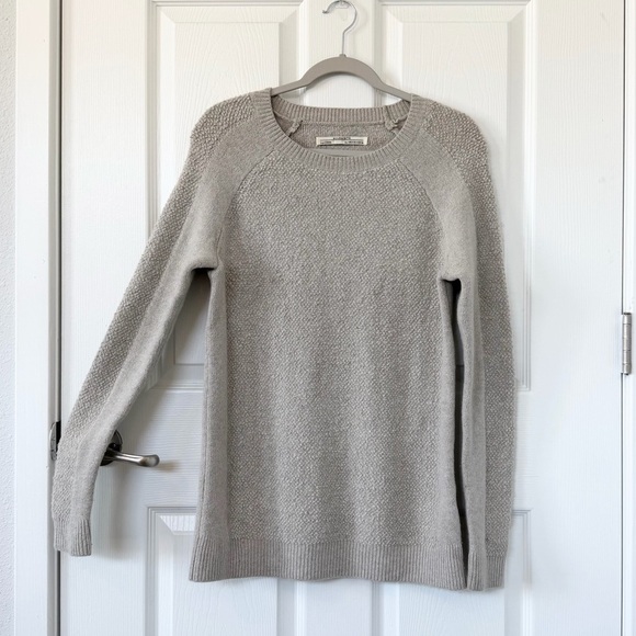 All Saints Sweaters - All Saints Lambswool Blend Crew Neck Sweater in Taupe